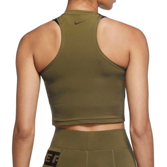 SOLD🔥Nike Pro Graphic Crop Tank Top Olive Medium - Picture 2 of 8